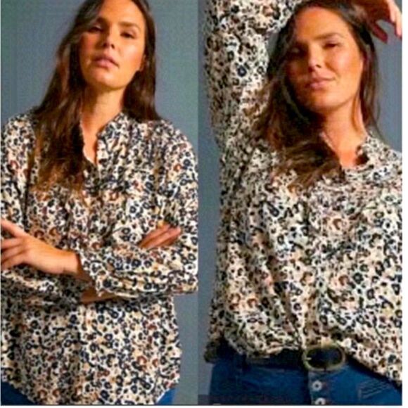 Maeve Katia ruffled leopard print button down - Picture 1 of 12